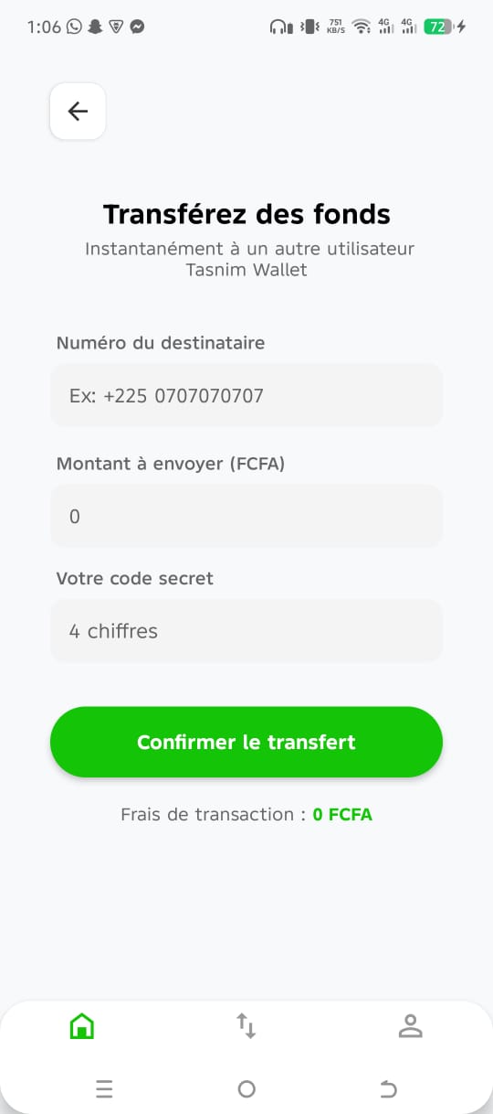 Dépôt Mobile Money Tasnim Wallet